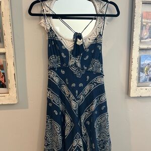 Blue and White Paisley Dress